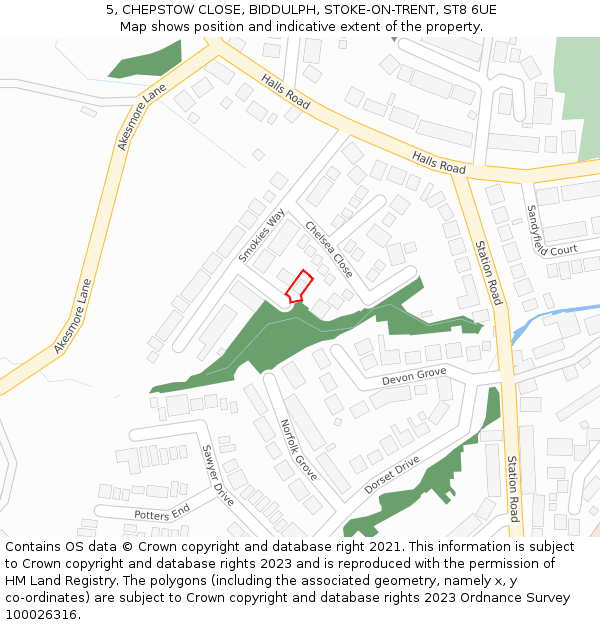 5, CHEPSTOW CLOSE, BIDDULPH, STOKE-ON-TRENT, ST8 6UE: Location map and indicative extent of plot