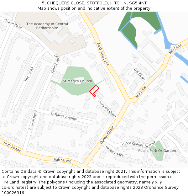 5, CHEQUERS CLOSE, STOTFOLD, HITCHIN, SG5 4NT: Location map and indicative extent of plot