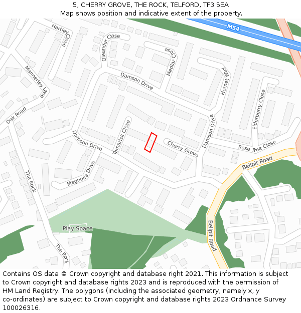 5, CHERRY GROVE, THE ROCK, TELFORD, TF3 5EA: Location map and indicative extent of plot