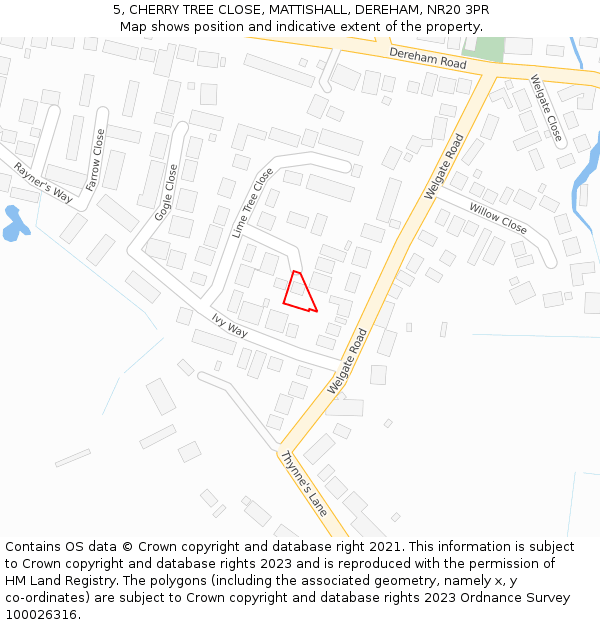5, CHERRY TREE CLOSE, MATTISHALL, DEREHAM, NR20 3PR: Location map and indicative extent of plot