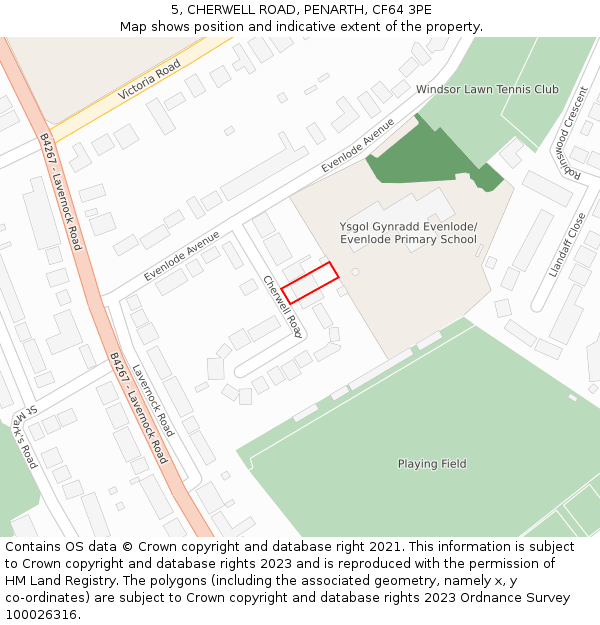 5, CHERWELL ROAD, PENARTH, CF64 3PE: Location map and indicative extent of plot