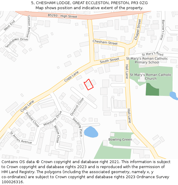 5, CHESHAM LODGE, GREAT ECCLESTON, PRESTON, PR3 0ZG: Location map and indicative extent of plot