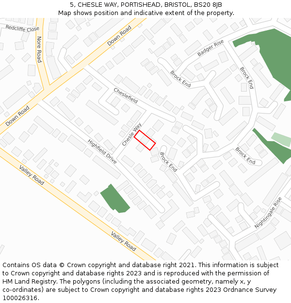 5, CHESLE WAY, PORTISHEAD, BRISTOL, BS20 8JB: Location map and indicative extent of plot