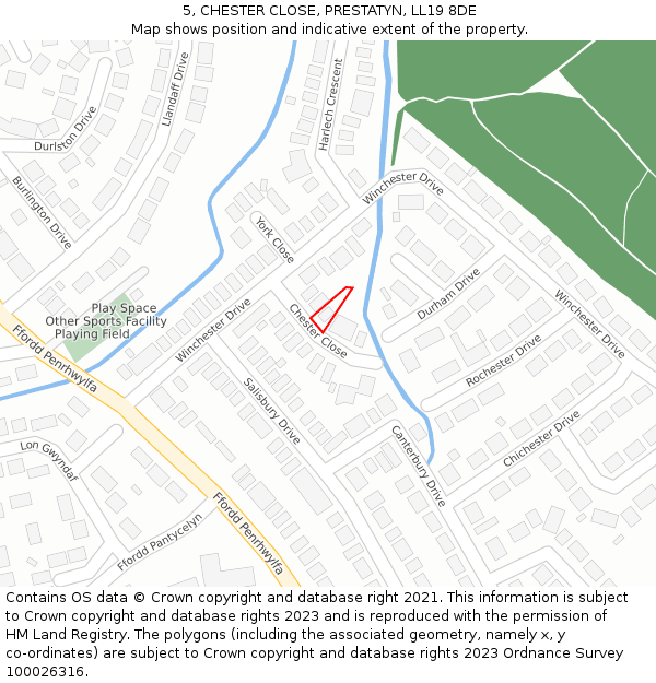 5, CHESTER CLOSE, PRESTATYN, LL19 8DE: Location map and indicative extent of plot