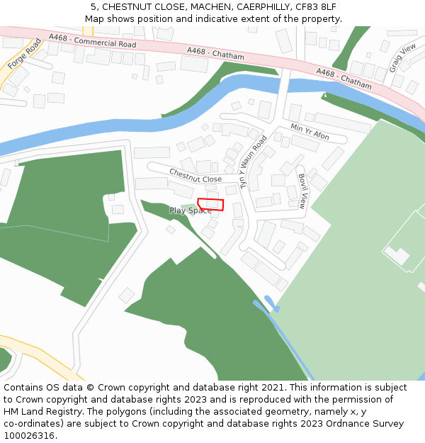 5, CHESTNUT CLOSE, MACHEN, CAERPHILLY, CF83 8LF: Location map and indicative extent of plot