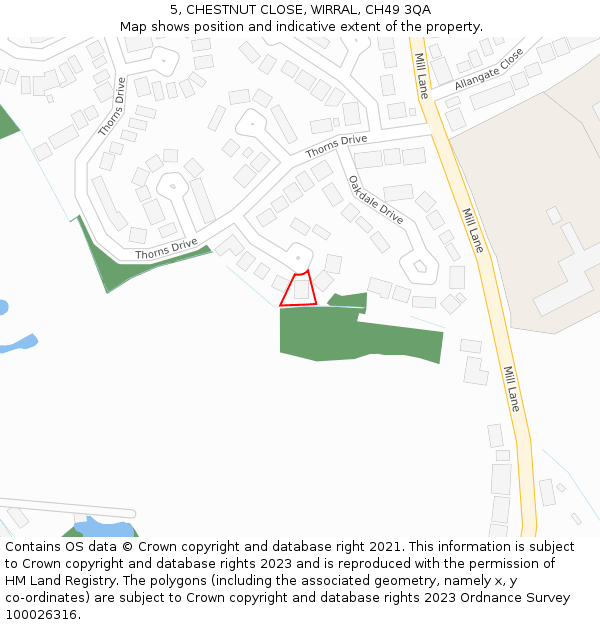 5, CHESTNUT CLOSE, WIRRAL, CH49 3QA: Location map and indicative extent of plot