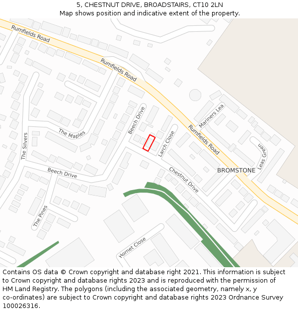 5, CHESTNUT DRIVE, BROADSTAIRS, CT10 2LN: Location map and indicative extent of plot