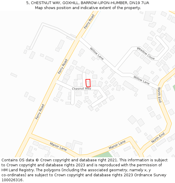 5, CHESTNUT WAY, GOXHILL, BARROW-UPON-HUMBER, DN19 7UA: Location map and indicative extent of plot