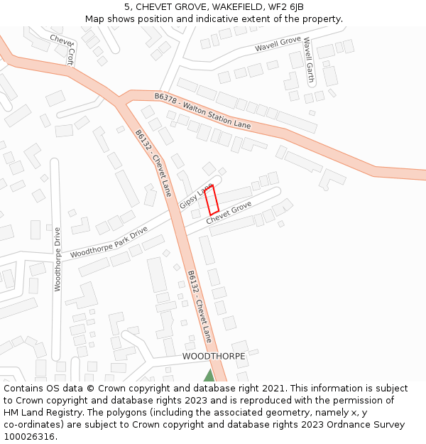 5, CHEVET GROVE, WAKEFIELD, WF2 6JB: Location map and indicative extent of plot