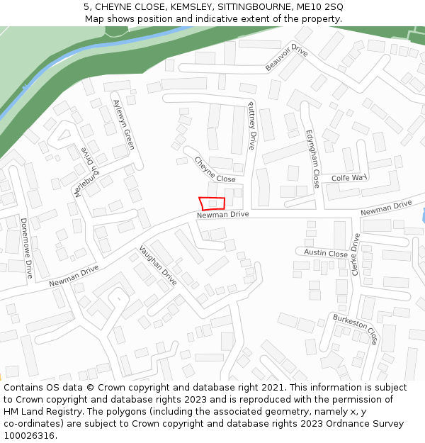 5, CHEYNE CLOSE, KEMSLEY, SITTINGBOURNE, ME10 2SQ: Location map and indicative extent of plot