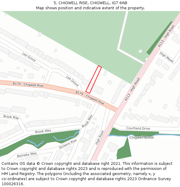 5, CHIGWELL RISE, CHIGWELL, IG7 6AB: Location map and indicative extent of plot