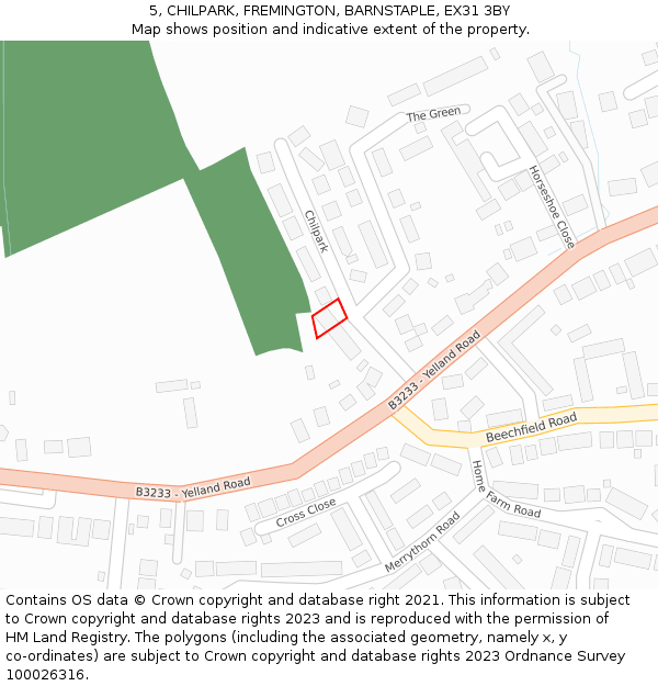 5, CHILPARK, FREMINGTON, BARNSTAPLE, EX31 3BY: Location map and indicative extent of plot