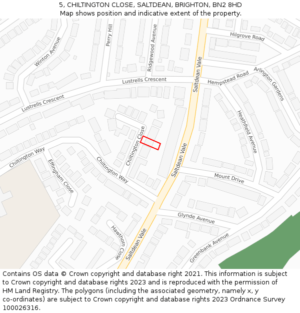 5, CHILTINGTON CLOSE, SALTDEAN, BRIGHTON, BN2 8HD: Location map and indicative extent of plot