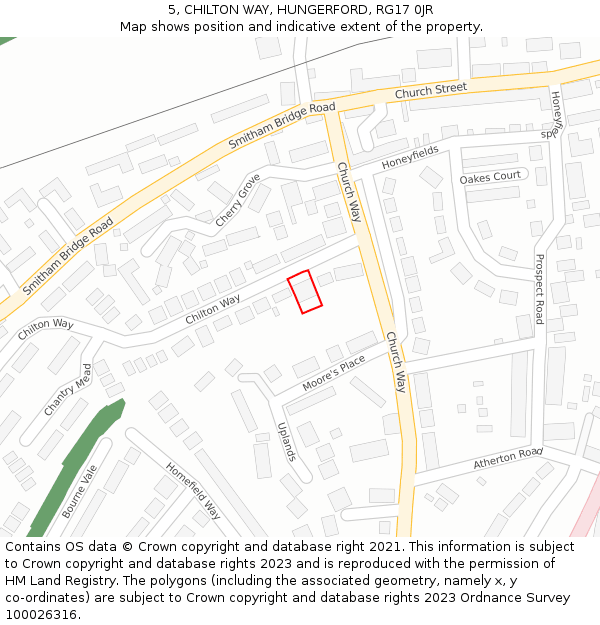 5, CHILTON WAY, HUNGERFORD, RG17 0JR: Location map and indicative extent of plot