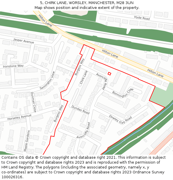 5, CHIRK LANE, WORSLEY, MANCHESTER, M28 3UN: Location map and indicative extent of plot