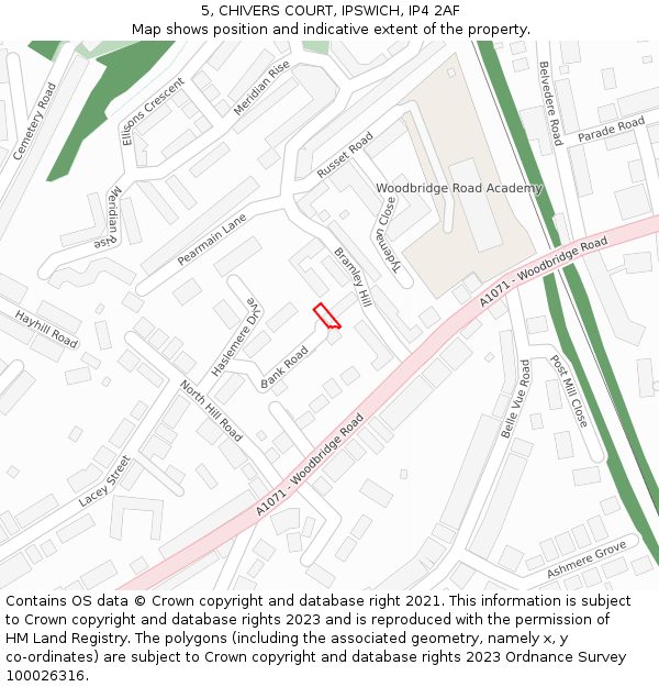 5, CHIVERS COURT, IPSWICH, IP4 2AF: Location map and indicative extent of plot