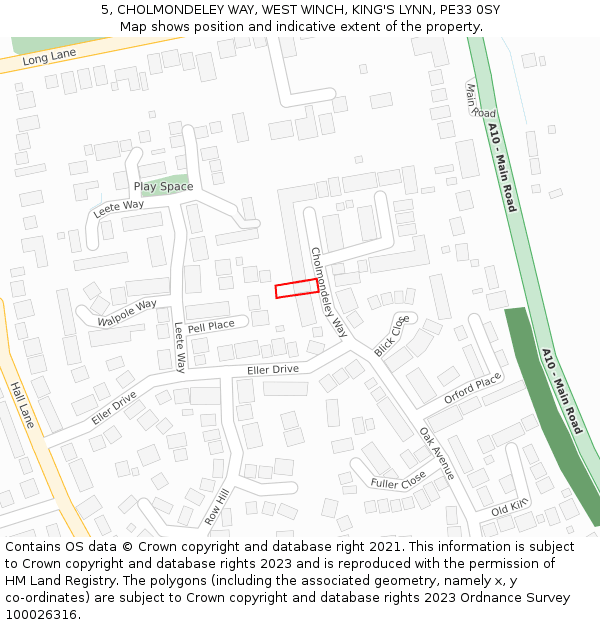 5, CHOLMONDELEY WAY, WEST WINCH, KING'S LYNN, PE33 0SY: Location map and indicative extent of plot
