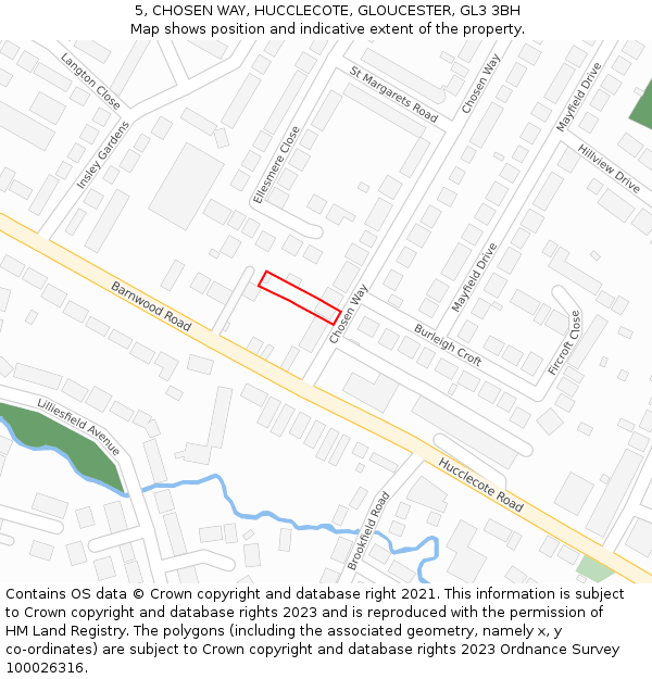 5, CHOSEN WAY, HUCCLECOTE, GLOUCESTER, GL3 3BH: Location map and indicative extent of plot