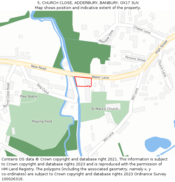 5, CHURCH CLOSE, ADDERBURY, BANBURY, OX17 3LN: Location map and indicative extent of plot