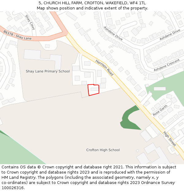 5, CHURCH HILL FARM, CROFTON, WAKEFIELD, WF4 1TL: Location map and indicative extent of plot