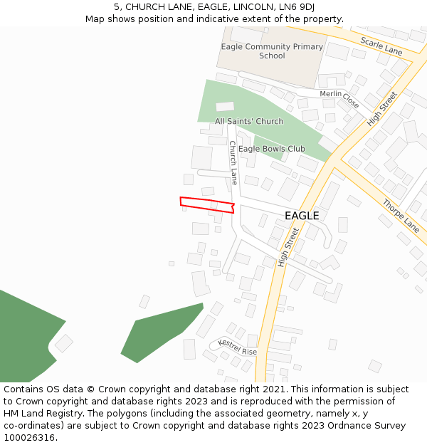 5, CHURCH LANE, EAGLE, LINCOLN, LN6 9DJ: Location map and indicative extent of plot