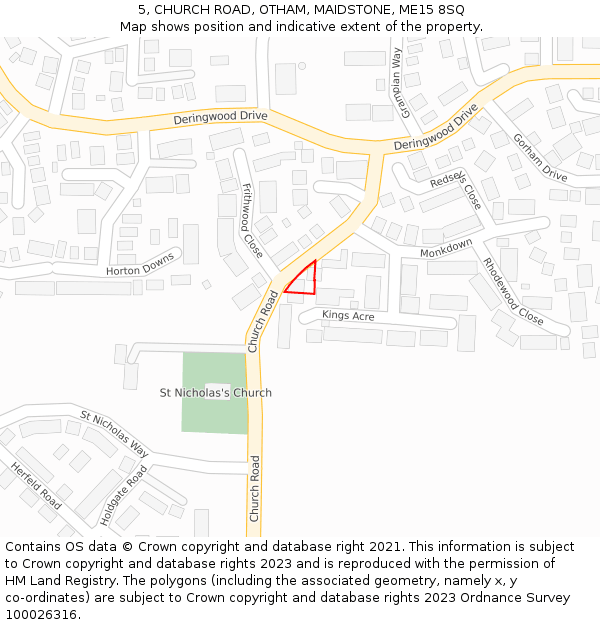 5, CHURCH ROAD, OTHAM, MAIDSTONE, ME15 8SQ: Location map and indicative extent of plot