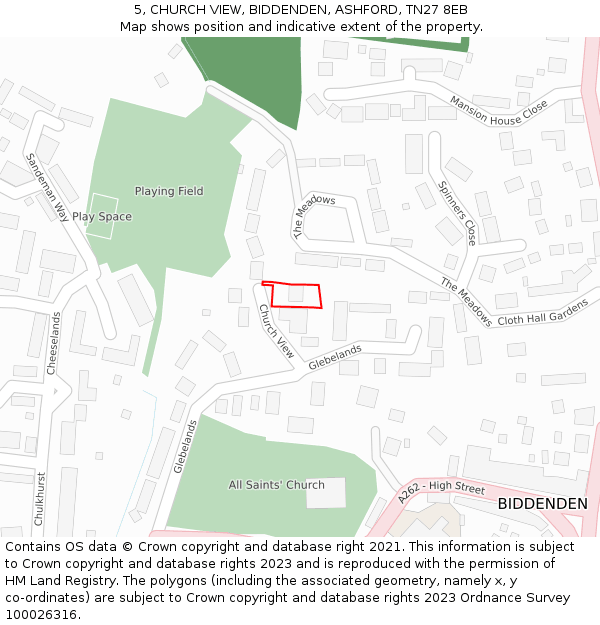 5, CHURCH VIEW, BIDDENDEN, ASHFORD, TN27 8EB: Location map and indicative extent of plot