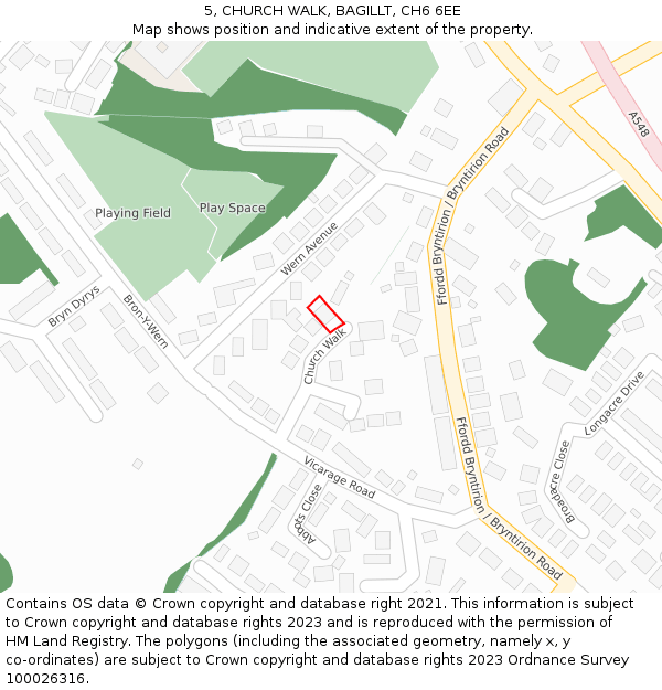 5, CHURCH WALK, BAGILLT, CH6 6EE: Location map and indicative extent of plot