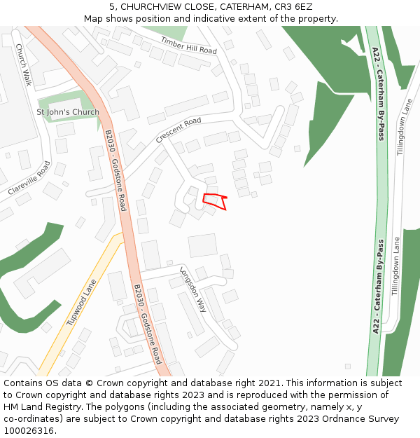 5, CHURCHVIEW CLOSE, CATERHAM, CR3 6EZ: Location map and indicative extent of plot