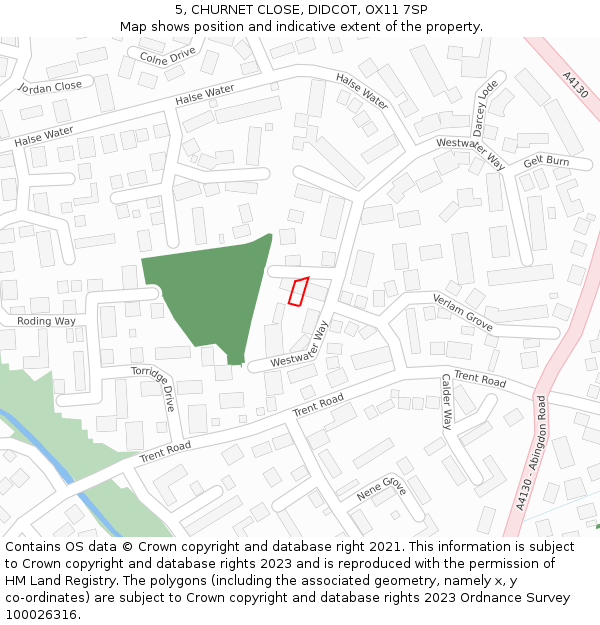 5, CHURNET CLOSE, DIDCOT, OX11 7SP: Location map and indicative extent of plot