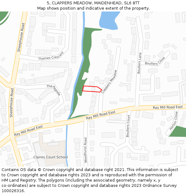 5, CLAPPERS MEADOW, MAIDENHEAD, SL6 8TT: Location map and indicative extent of plot