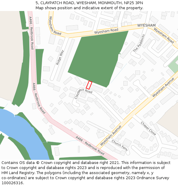 5, CLAYPATCH ROAD, WYESHAM, MONMOUTH, NP25 3PN: Location map and indicative extent of plot