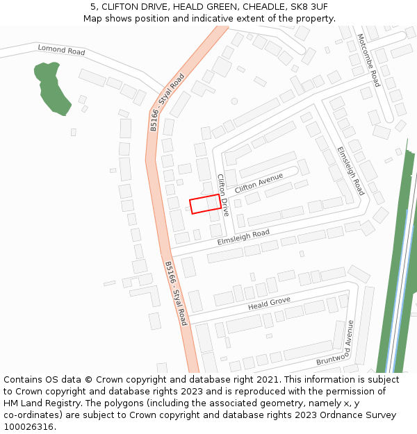 5, CLIFTON DRIVE, HEALD GREEN, CHEADLE, SK8 3UF: Location map and indicative extent of plot