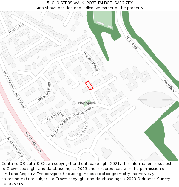 5, CLOISTERS WALK, PORT TALBOT, SA12 7EX: Location map and indicative extent of plot