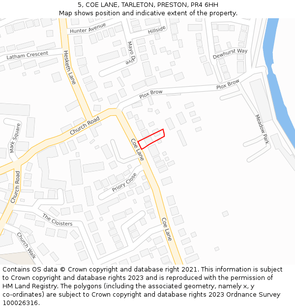 5, COE LANE, TARLETON, PRESTON, PR4 6HH: Location map and indicative extent of plot