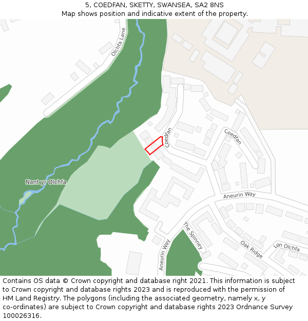 5, COEDFAN, SKETTY, SWANSEA, SA2 8NS: Location map and indicative extent of plot