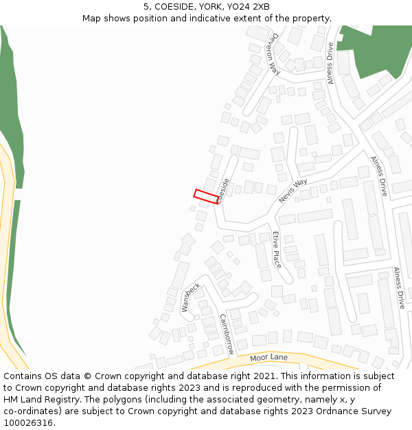 5, COESIDE, YORK, YO24 2XB: Location map and indicative extent of plot