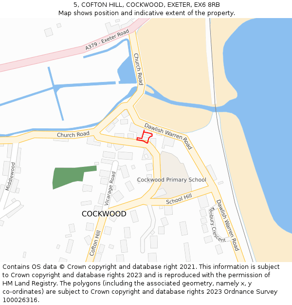 5, COFTON HILL, COCKWOOD, EXETER, EX6 8RB: Location map and indicative extent of plot