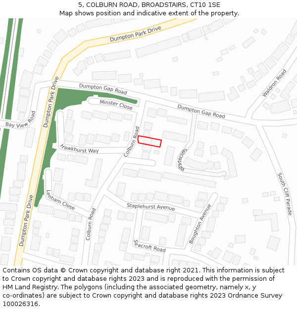 5, COLBURN ROAD, BROADSTAIRS, CT10 1SE: Location map and indicative extent of plot