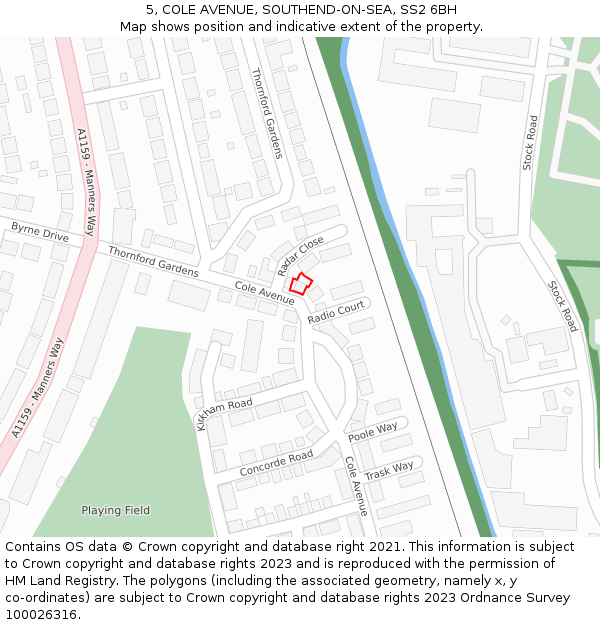 5, COLE AVENUE, SOUTHEND-ON-SEA, SS2 6BH: Location map and indicative extent of plot