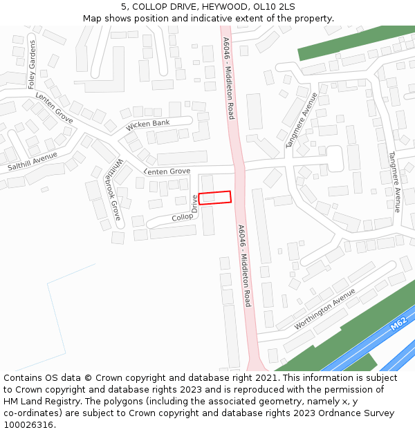 5, COLLOP DRIVE, HEYWOOD, OL10 2LS: Location map and indicative extent of plot