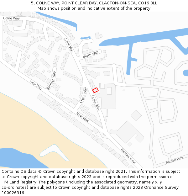 5, COLNE WAY, POINT CLEAR BAY, CLACTON-ON-SEA, CO16 8LL: Location map and indicative extent of plot