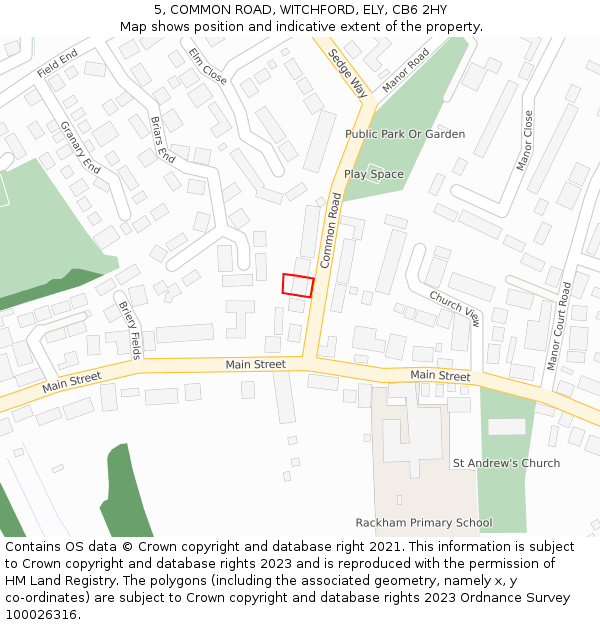 5, COMMON ROAD, WITCHFORD, ELY, CB6 2HY: Location map and indicative extent of plot