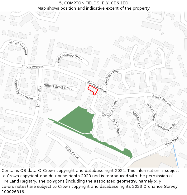 5, COMPTON FIELDS, ELY, CB6 1ED: Location map and indicative extent of plot