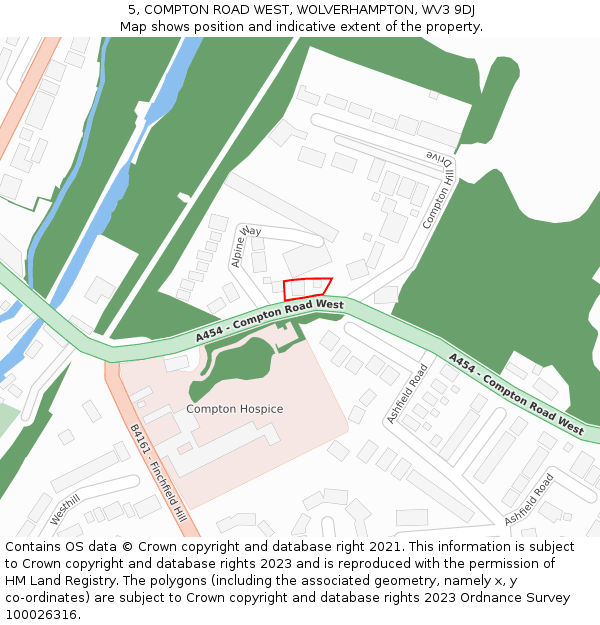 5, COMPTON ROAD WEST, WOLVERHAMPTON, WV3 9DJ: Location map and indicative extent of plot