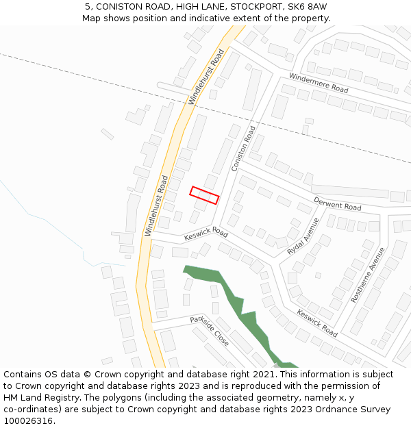 5, CONISTON ROAD, HIGH LANE, STOCKPORT, SK6 8AW: Location map and indicative extent of plot