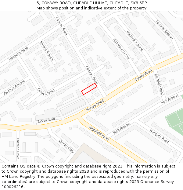 5, CONWAY ROAD, CHEADLE HULME, CHEADLE, SK8 6BP: Location map and indicative extent of plot