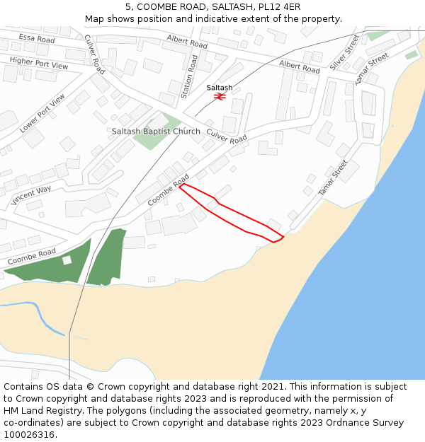 5, COOMBE ROAD, SALTASH, PL12 4ER: Location map and indicative extent of plot