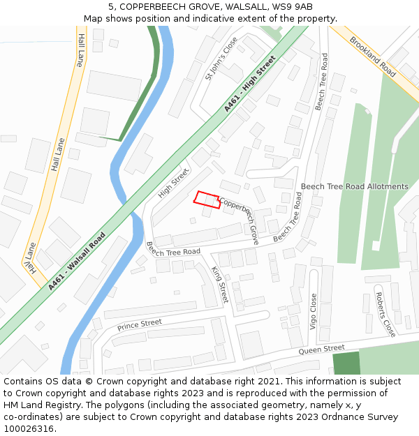 5, COPPERBEECH GROVE, WALSALL, WS9 9AB: Location map and indicative extent of plot