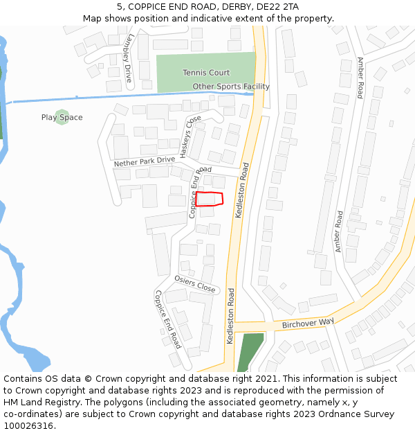 5, COPPICE END ROAD, DERBY, DE22 2TA: Location map and indicative extent of plot